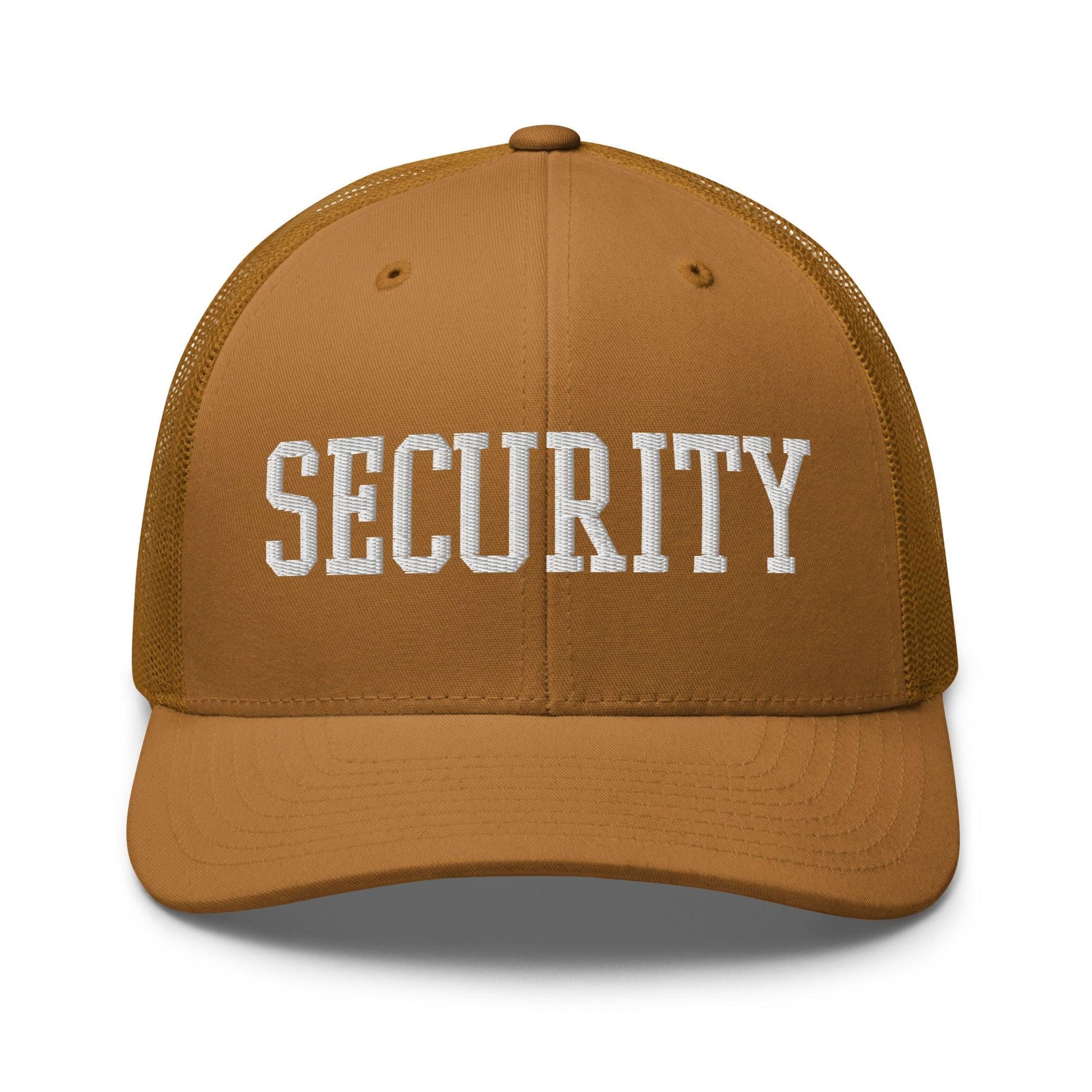 Security Uniform Work Block Embroidered Mesh Trucker Hat - Caramel