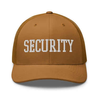 Security Uniform Work Block Embroidered Mesh Trucker Hat - Caramel