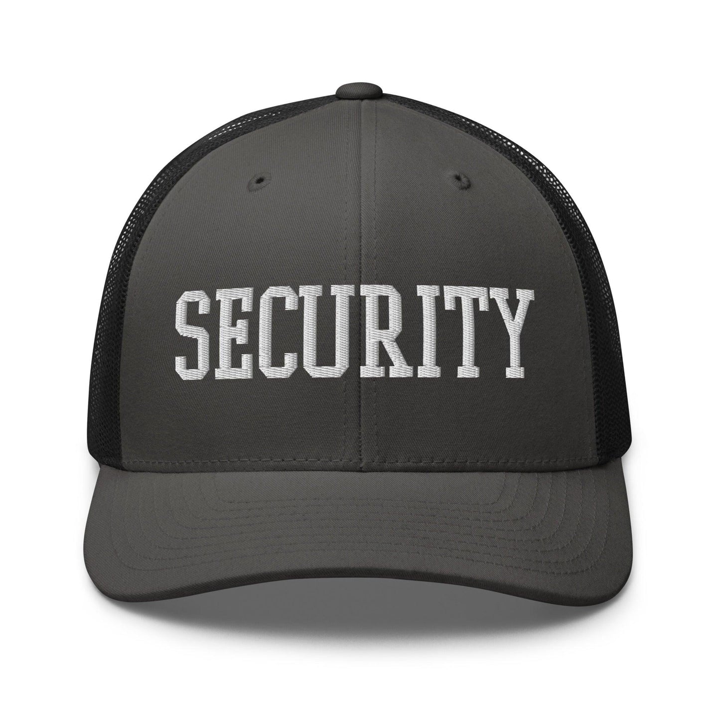 Security Uniform Work Block Embroidered Mesh Trucker Hat - Charcoal/ Black