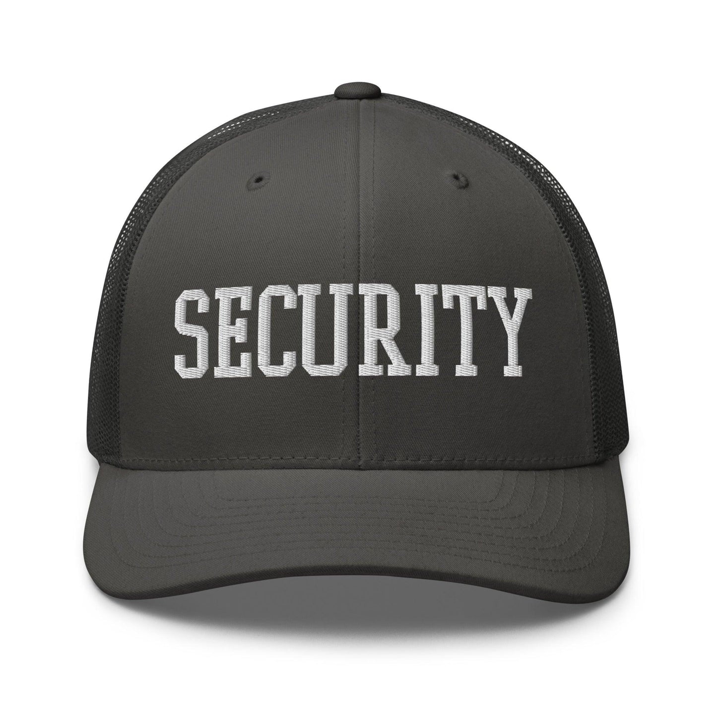 Security Uniform Work Block Embroidered Mesh Trucker Hat - Charcoal