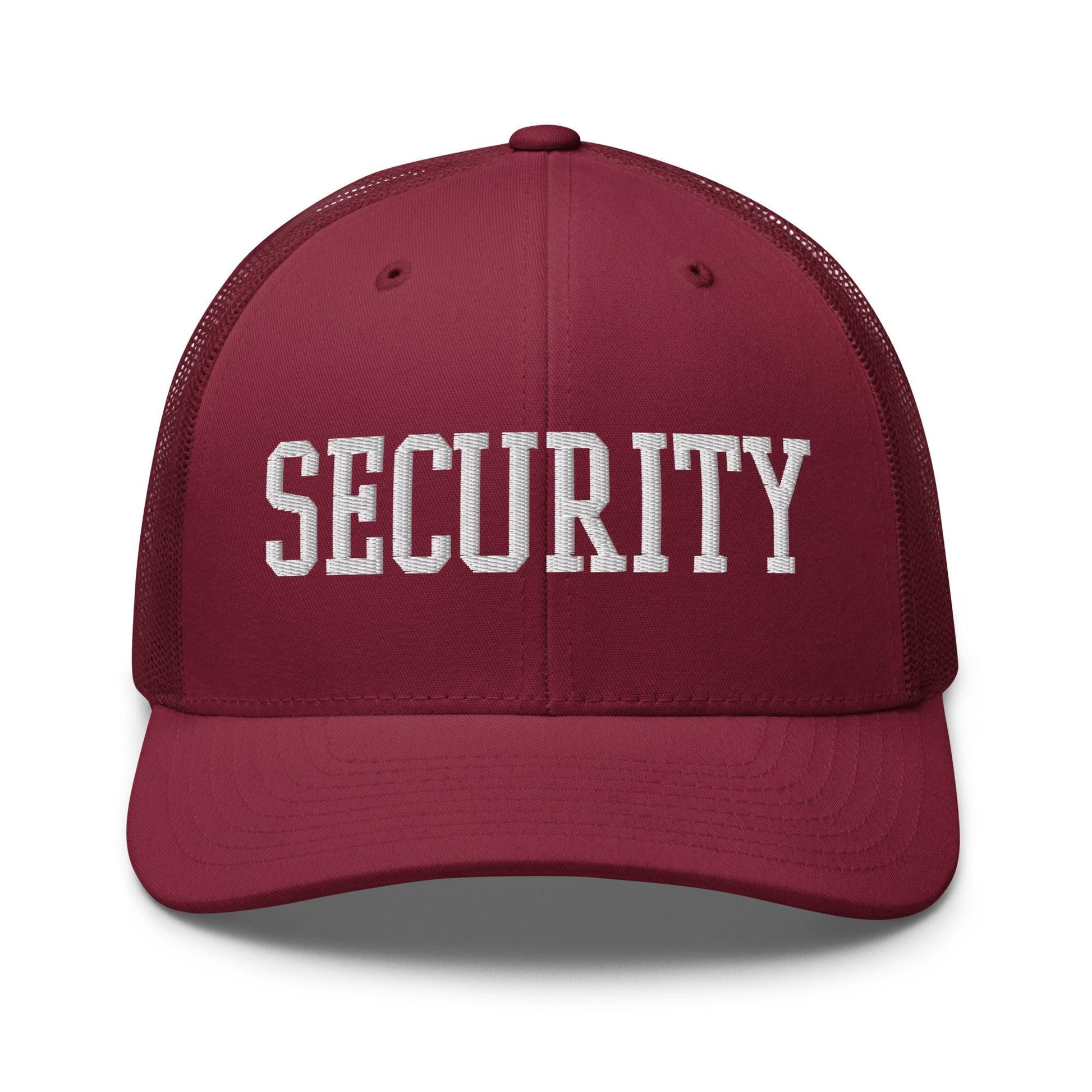 Security Uniform Work Block Embroidered Mesh Trucker Hat - Cranberry