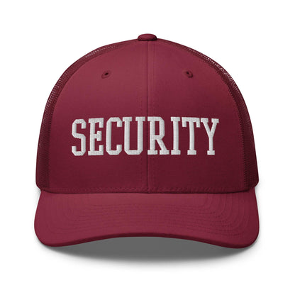 Security Uniform Work Block Embroidered Mesh Trucker Hat - Cranberry