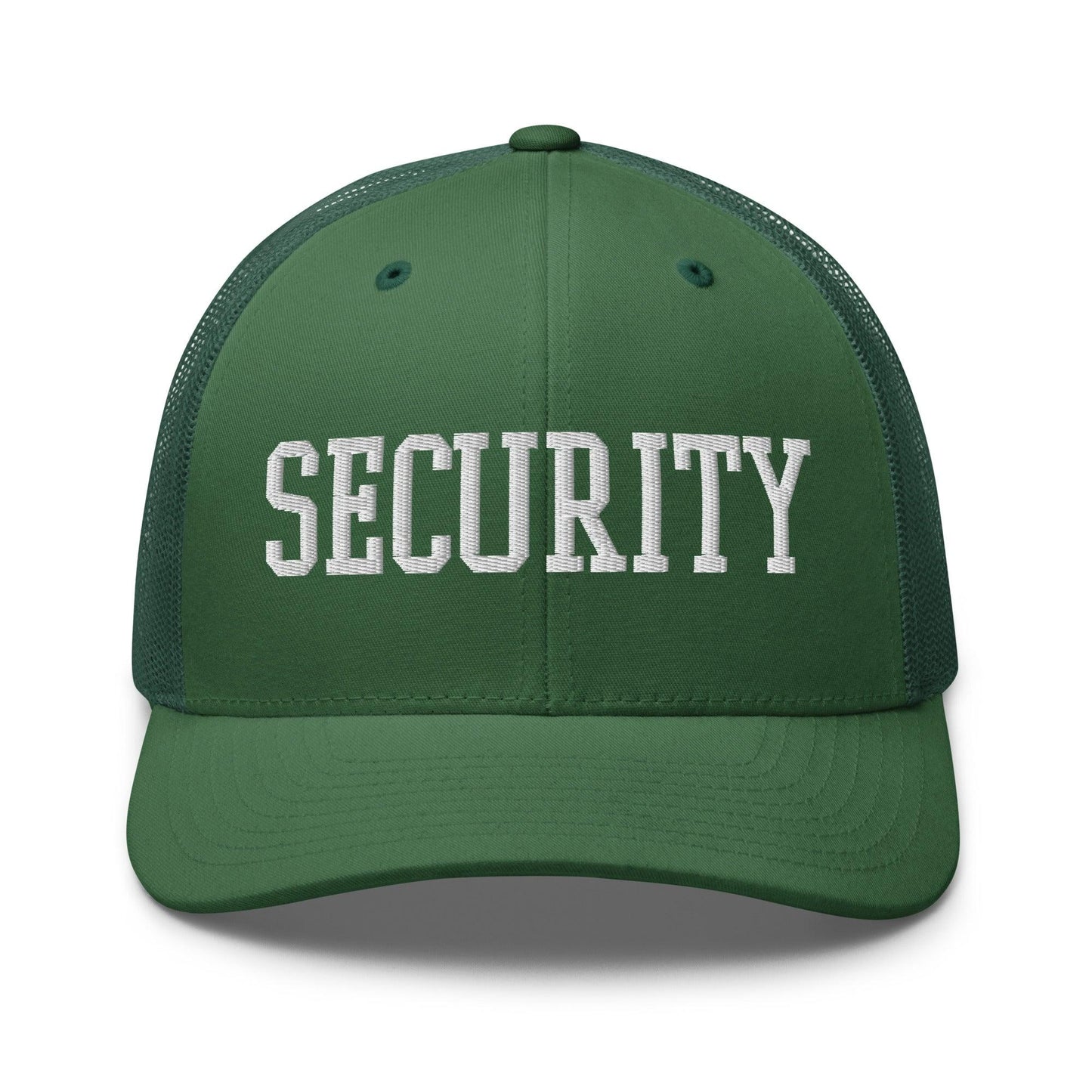 Security Uniform Work Block Embroidered Mesh Trucker Hat - Evergreen