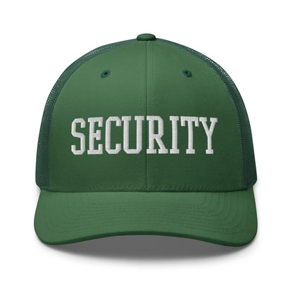 Security Uniform Work Block Embroidered Mesh Trucker Hat - Evergreen