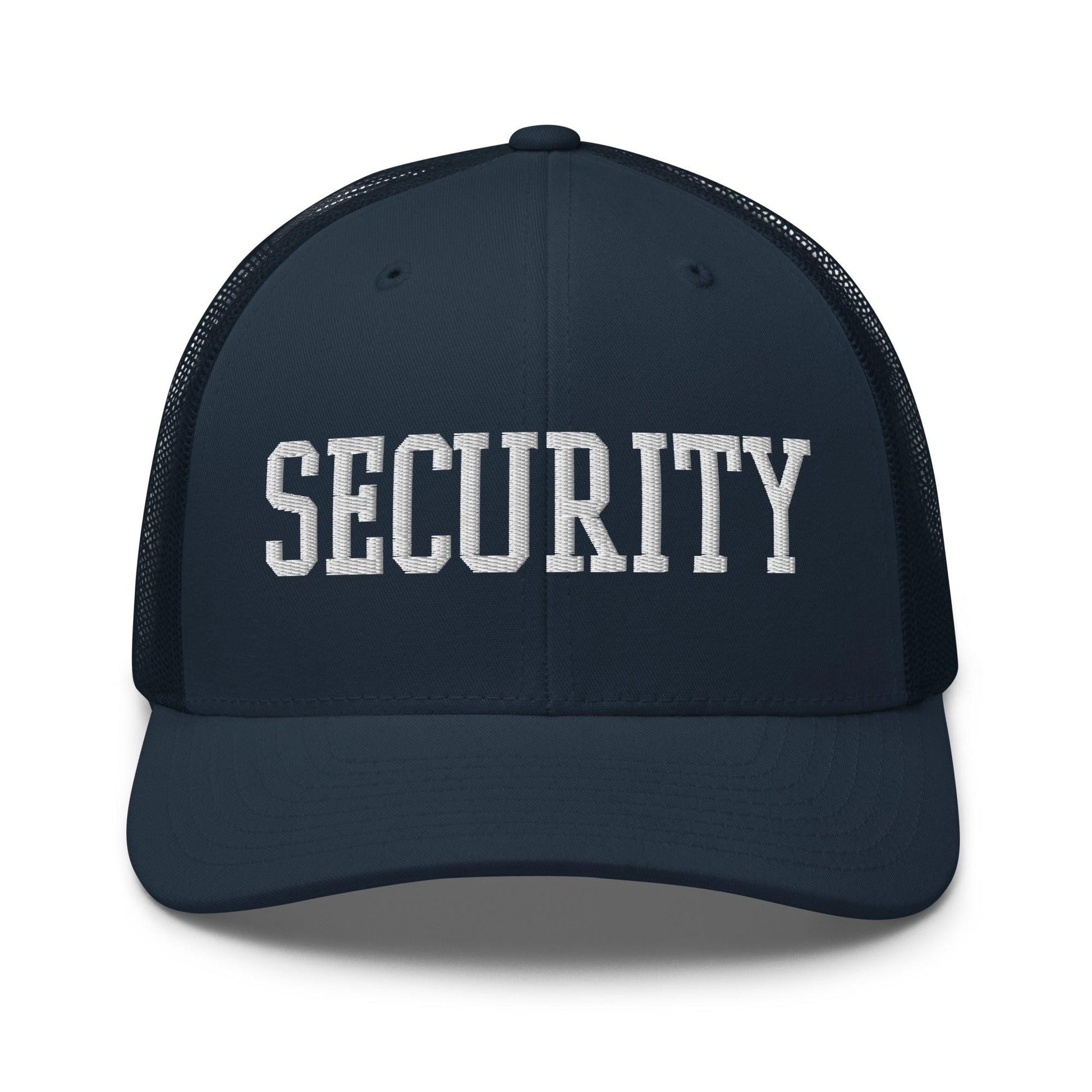 Security Uniform Work Block Embroidered Mesh Trucker Hat - Navy