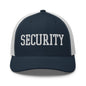 Security Uniform Work Block Embroidered Mesh Trucker Hat - Navy/ White