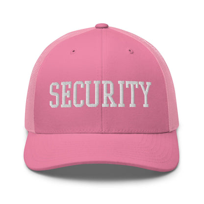 Security Uniform Work Block Embroidered Mesh Trucker Hat - Pink
