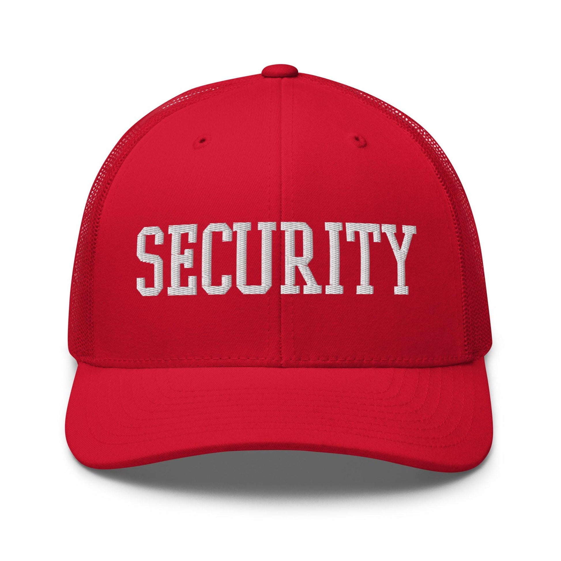Security Uniform Work Block Embroidered Mesh Trucker Hat - Red