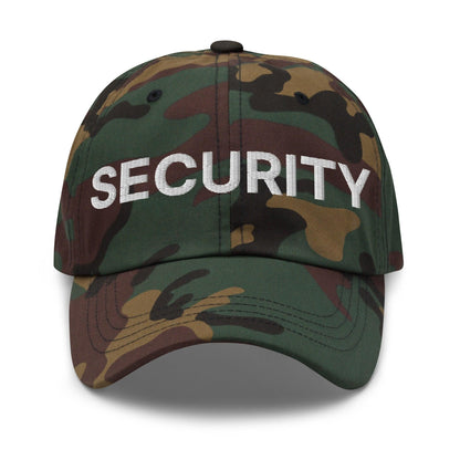 Security Uniform Work Embroidered Dad Hat - Green Camo
