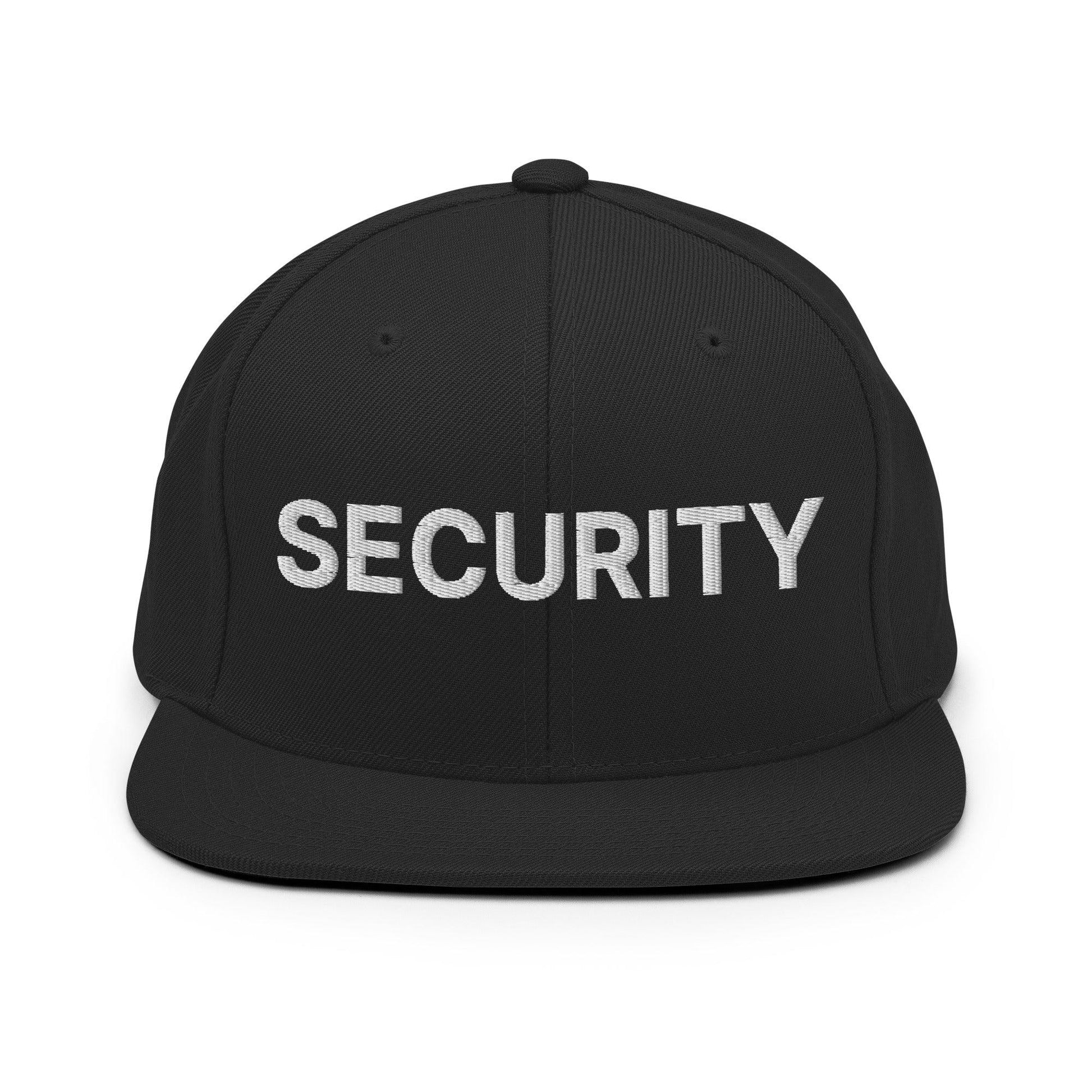 Security Uniform Work Embroidered Flat Bill Brim Snapback Hat - Black