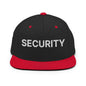 Security Uniform Work Embroidered Flat Bill Brim Snapback Hat - Black/ Red