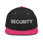 Security Uniform Work Embroidered Flat Bill Brim Snapback Hat - Black/ Neon Pink