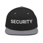Security Uniform Work Embroidered Flat Bill Brim Snapback Hat - Black/ Silver