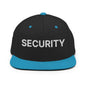 Security Uniform Work Embroidered Flat Bill Brim Snapback Hat - Black/ Teal