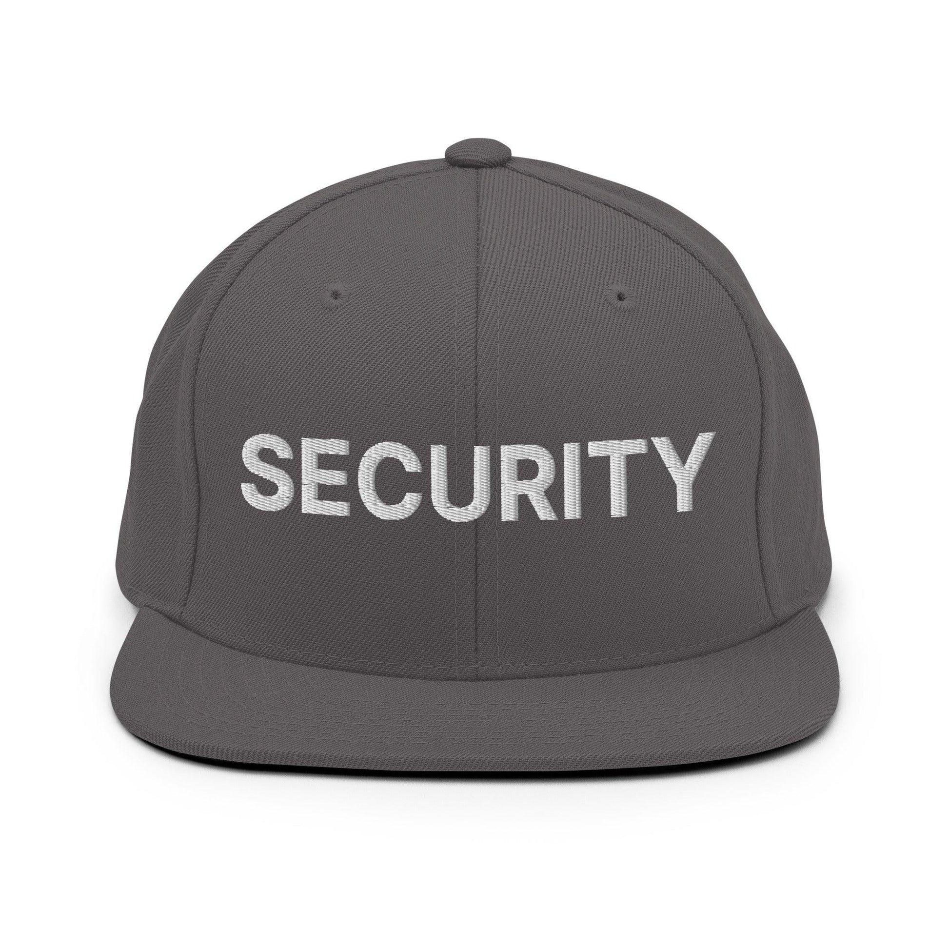 Security Uniform Work Embroidered Flat Bill Brim Snapback Hat - Dark Grey