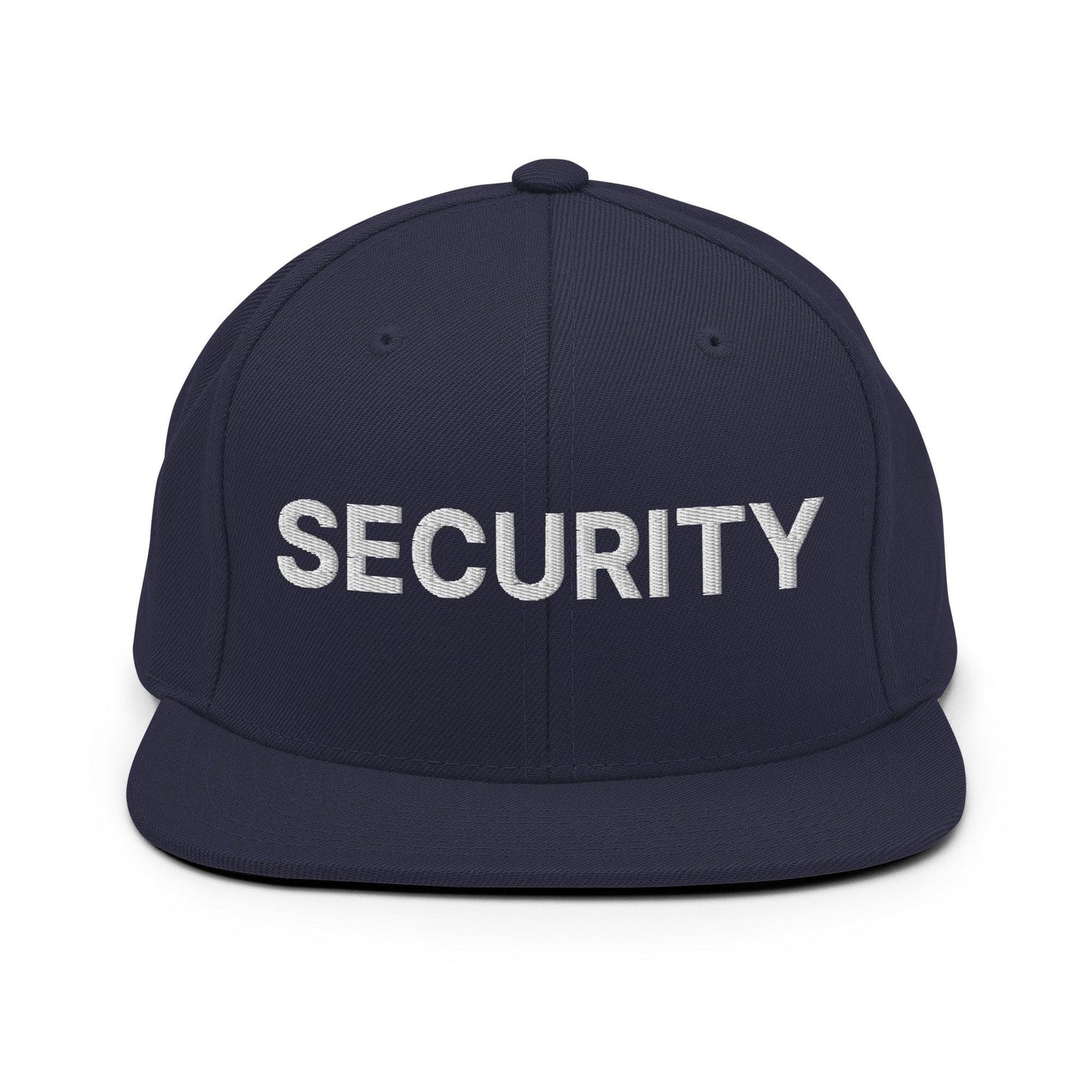 Security Uniform Work Embroidered Flat Bill Brim Snapback Hat - Navy