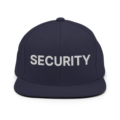 Security Uniform Work Embroidered Flat Bill Brim Snapback Hat - Navy