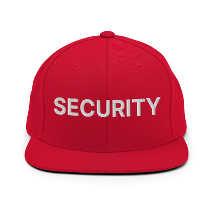 Security Uniform Work Embroidered Flat Bill Brim Snapback Hat - Red