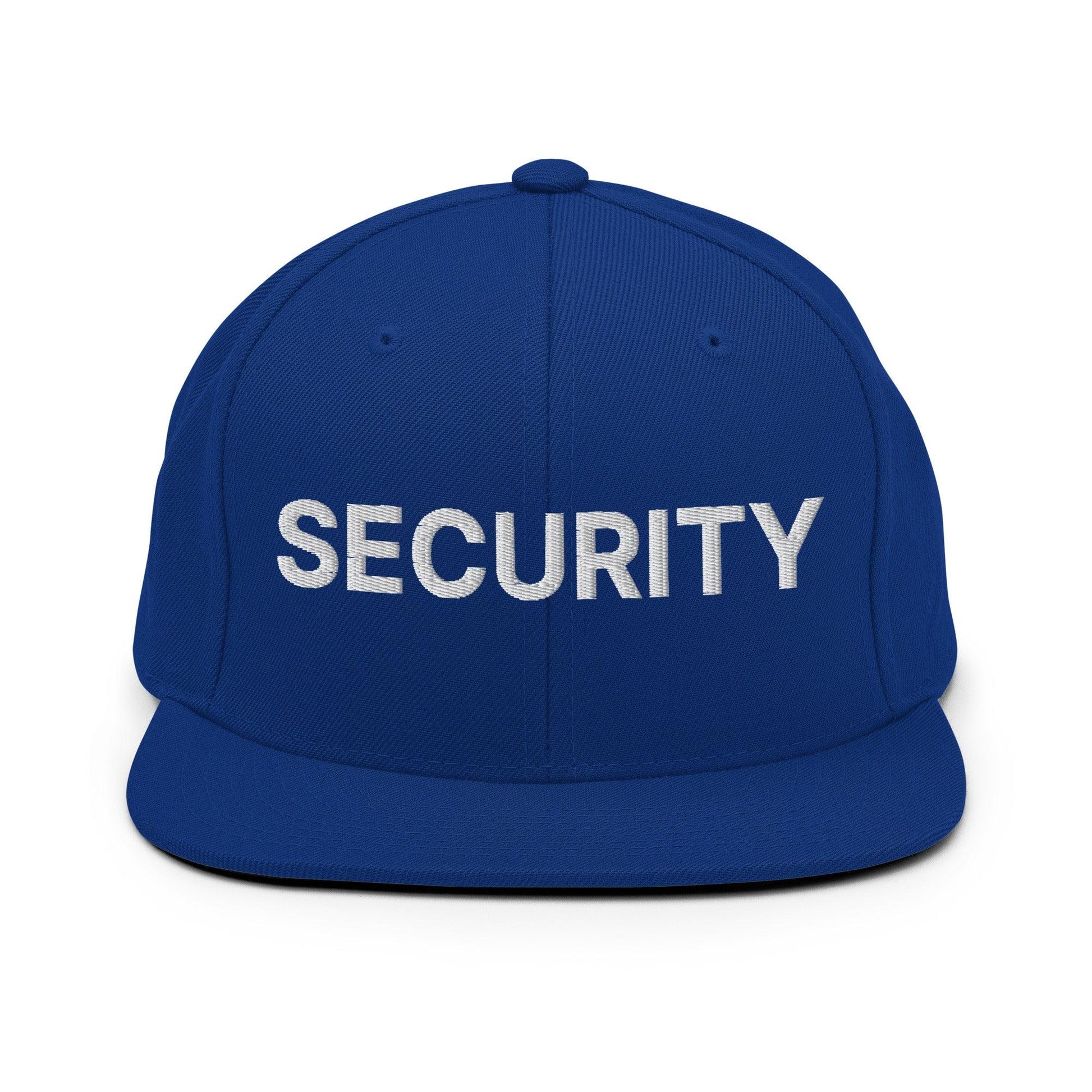 Security Uniform Work Embroidered Flat Bill Brim Snapback Hat - Royal Blue