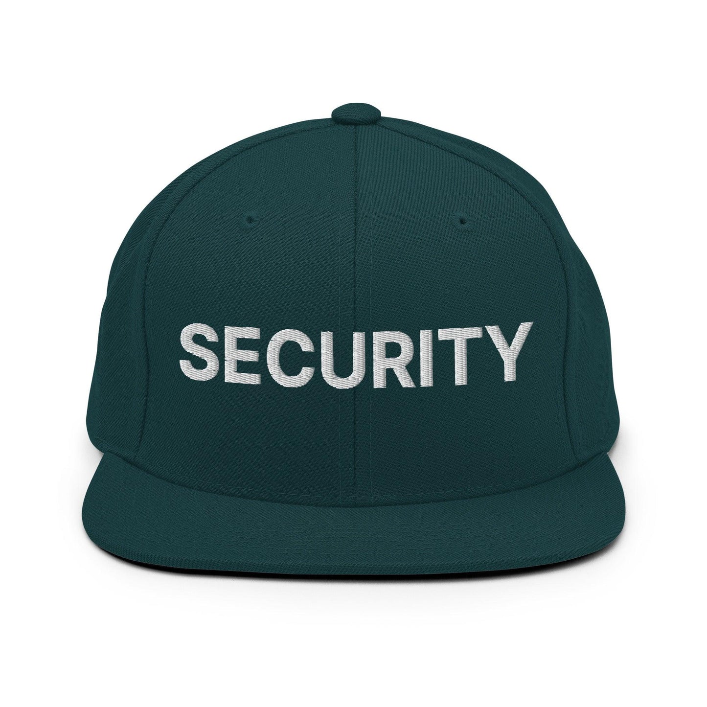 Security Uniform Work Embroidered Flat Bill Brim Snapback Hat - Spruce