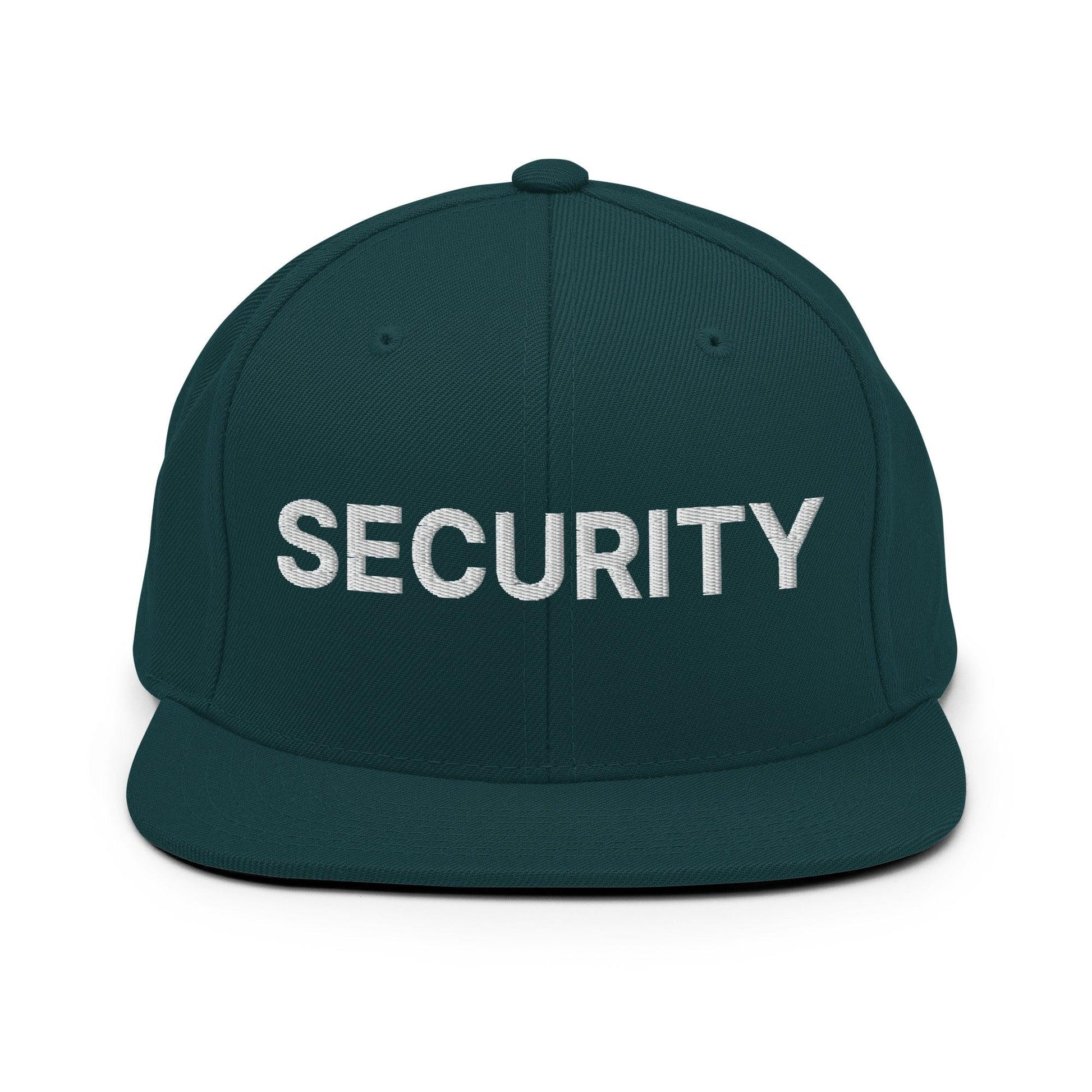 Security Uniform Work Embroidered Flat Bill Brim Snapback Hat - Spruce