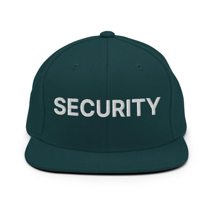 Security Uniform Work Embroidered Flat Bill Brim Snapback Hat - Spruce