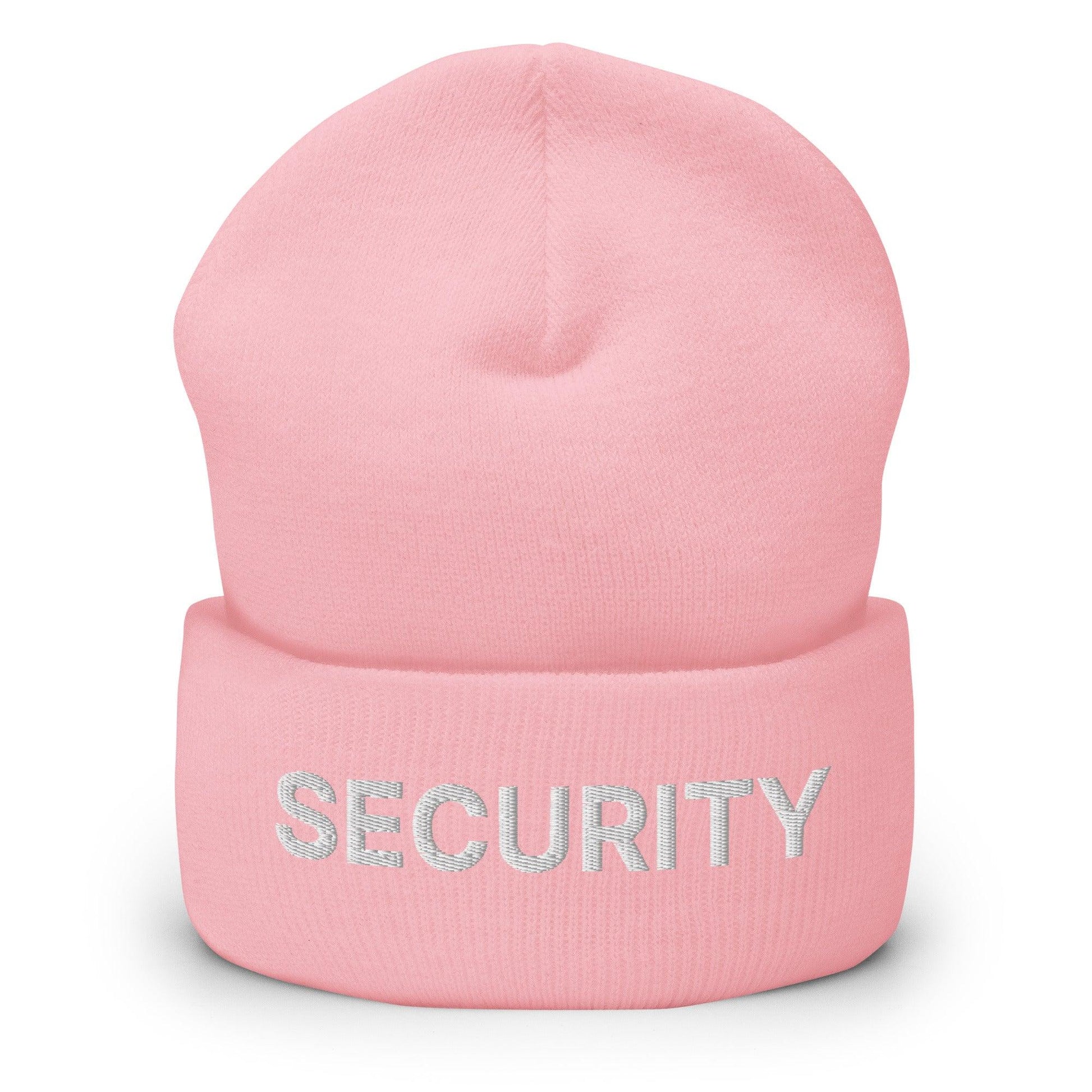 Security Uniform Work Embroidered Knit Cuffed Beanie - Baby Pink