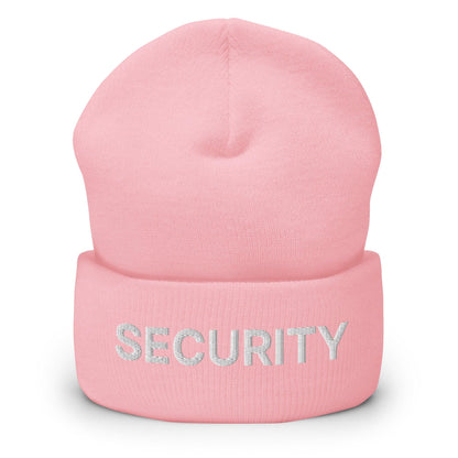 Security Uniform Work Embroidered Knit Cuffed Beanie - Baby Pink