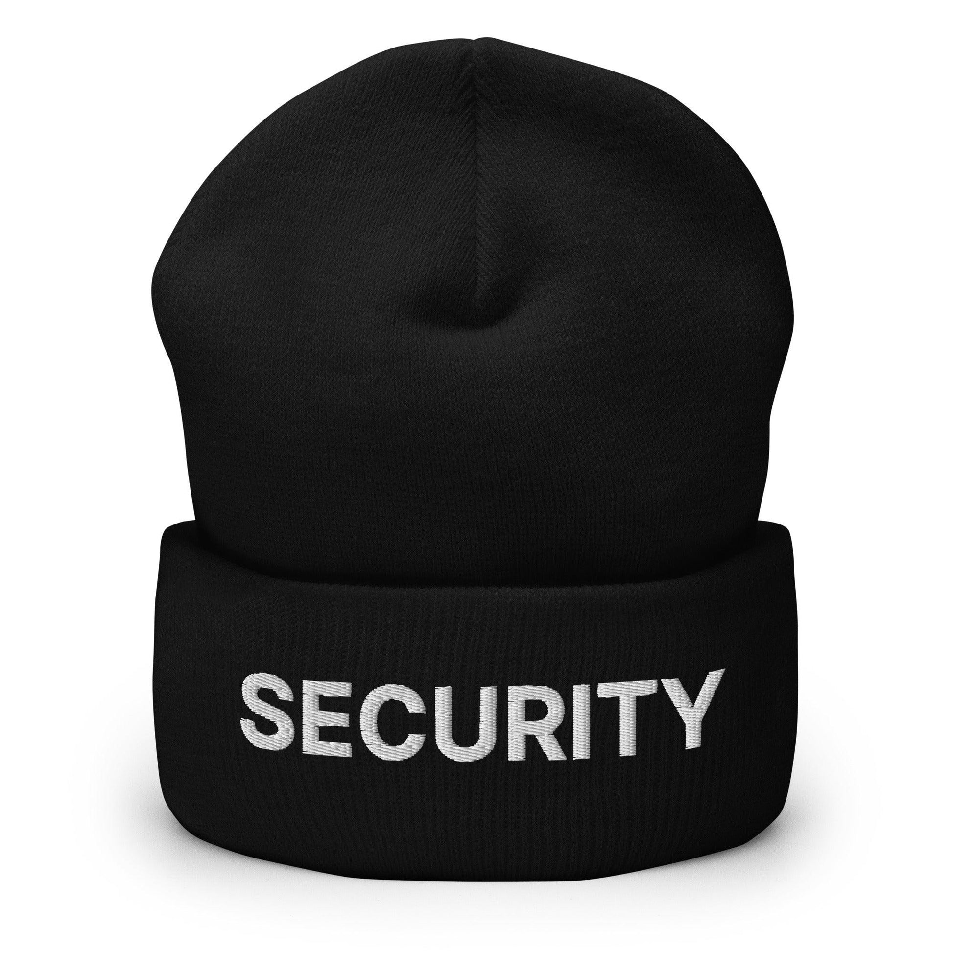 Security Uniform Work Embroidered Knit Cuffed Beanie - Black