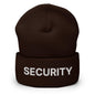 Security Uniform Work Embroidered Knit Cuffed Beanie - Brown