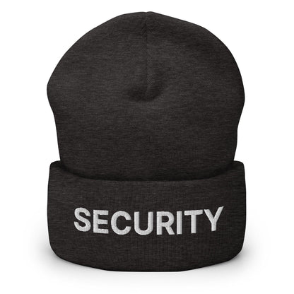 Security Uniform Work Embroidered Knit Cuffed Beanie - Dark Grey