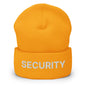 Security Uniform Work Embroidered Knit Cuffed Beanie - Gold