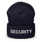Security Uniform Work Embroidered Knit Cuffed Beanie - Navy