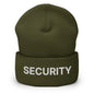 Security Uniform Work Embroidered Knit Cuffed Beanie - Olive