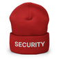 Security Uniform Work Embroidered Knit Cuffed Beanie - Red