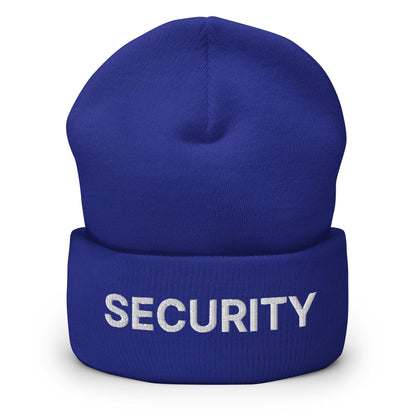 Security Uniform Work Embroidered Knit Cuffed Beanie - Royal