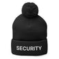 Security Uniform Work Embroidered Knit Pom Beanie - Black