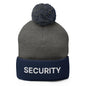 Security Uniform Work Embroidered Knit Pom Beanie - Dark Heather Grey/ Navy