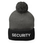 Security Uniform Work Embroidered Knit Pom Beanie - Dark Heather Grey/ Black