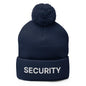 Security Uniform Work Embroidered Knit Pom Beanie - Navy