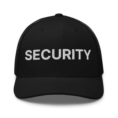 Security Uniform Work Embroidered Mesh Trucker Hat - Black