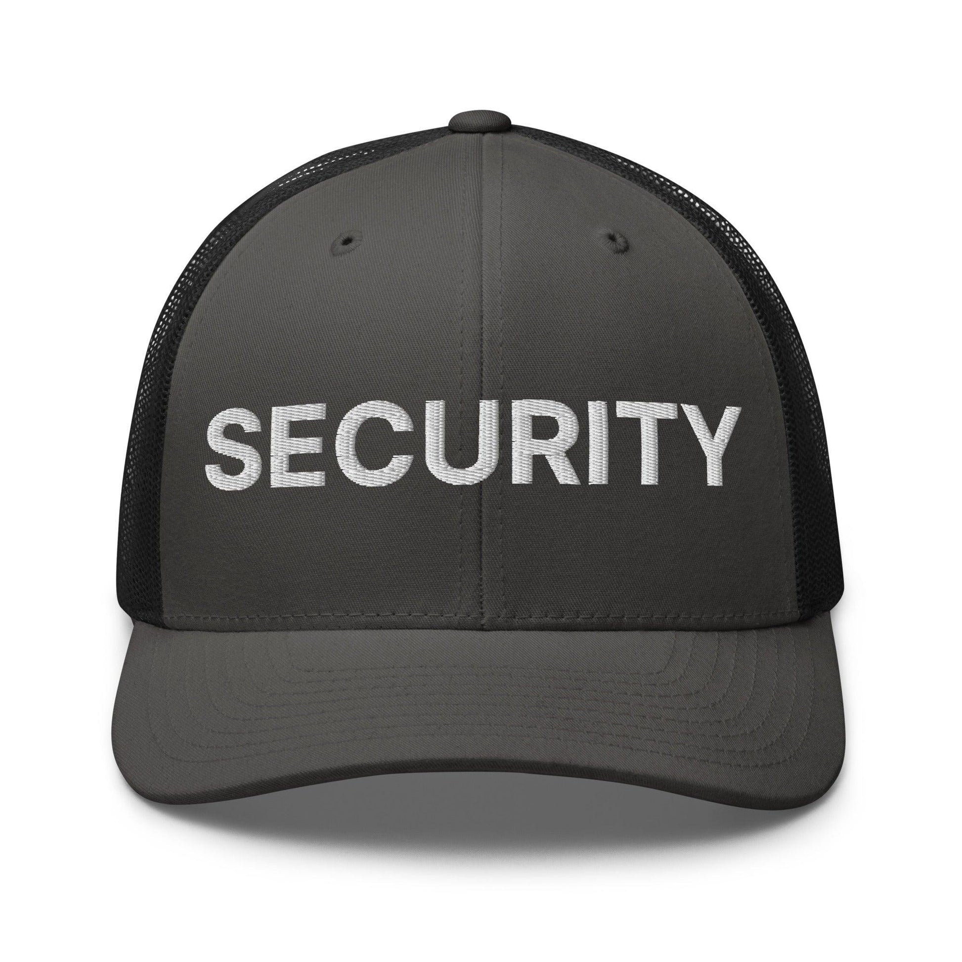 Security Uniform Work Embroidered Mesh Trucker Hat - Charcoal/ Black