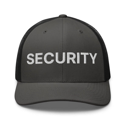 Security Uniform Work Embroidered Mesh Trucker Hat - Charcoal/ Black