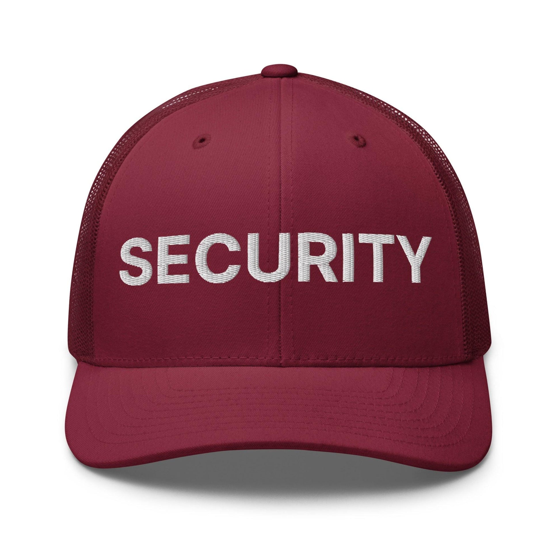 Security Uniform Work Embroidered Mesh Trucker Hat - Cranberry
