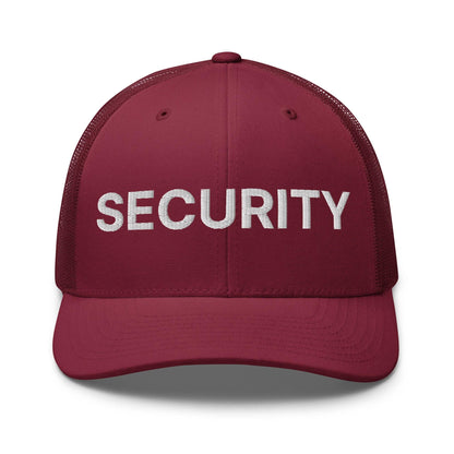 Security Uniform Work Embroidered Mesh Trucker Hat - Cranberry