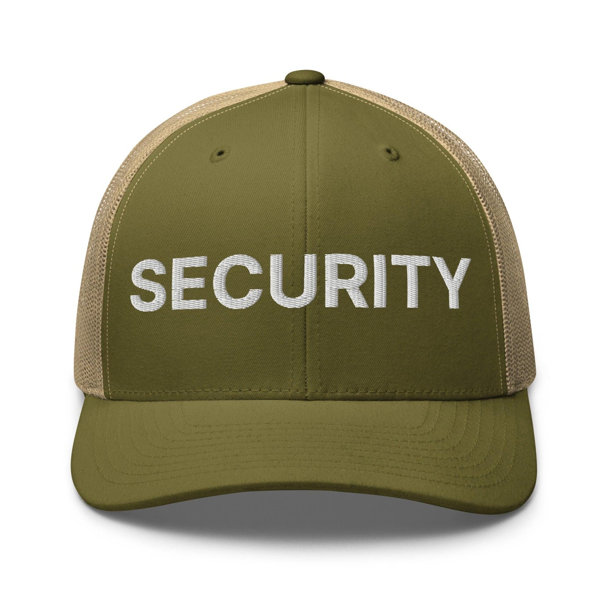 Security Uniform Work Embroidered Mesh Trucker Hat - Moss/ Khaki