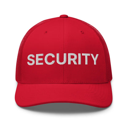 Security Uniform Work Embroidered Mesh Trucker Hat - Red