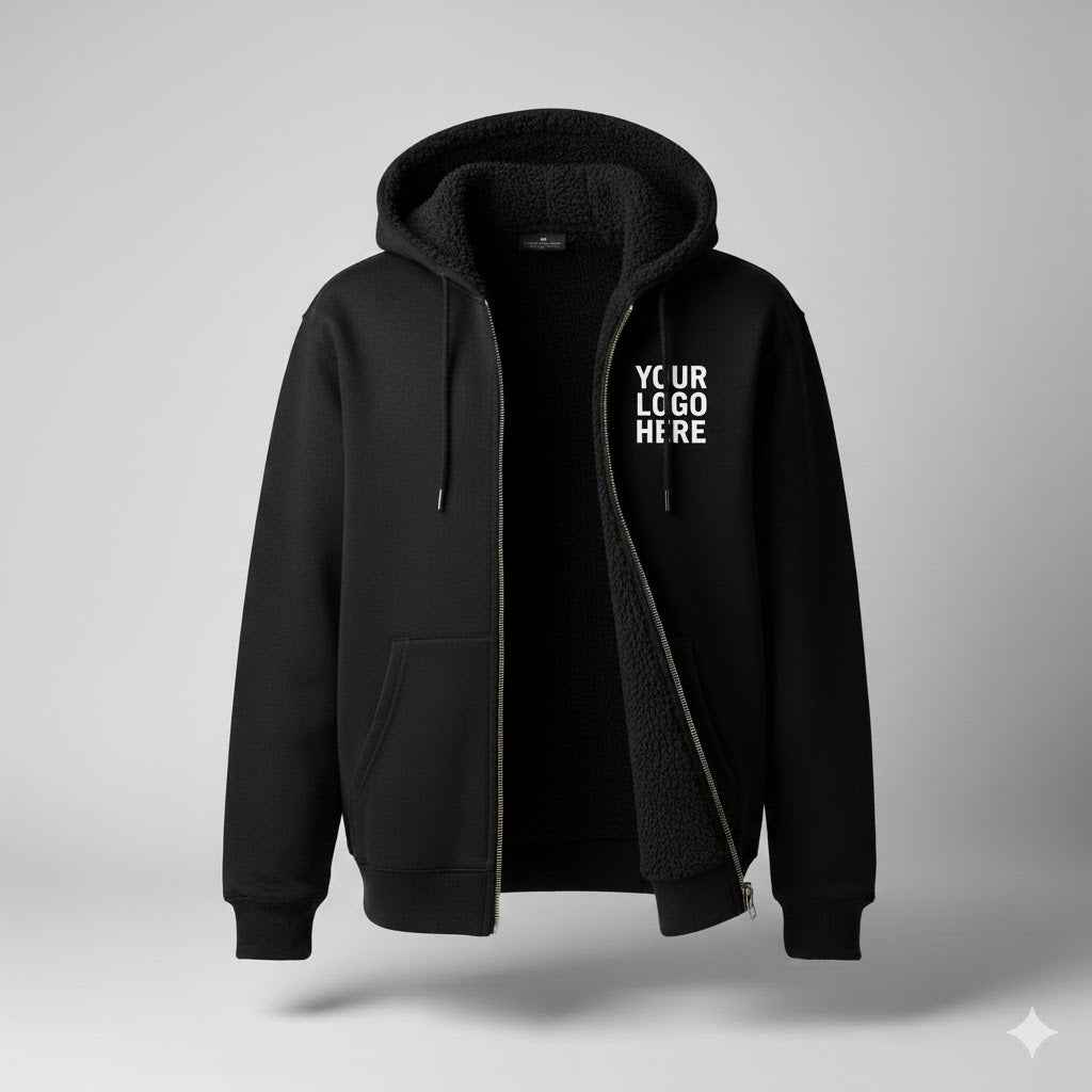 Custom Full-Zip Sherpa-Lined Hoodie 12-Pack (Embroidered & Printed)