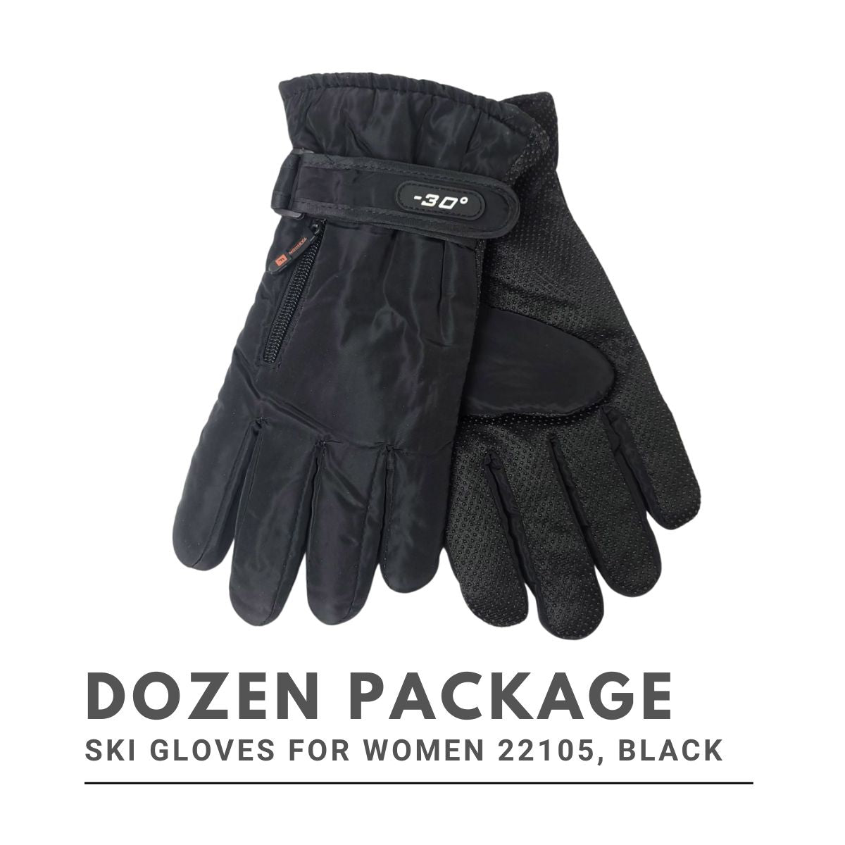 Ski Gloves for Women 22105 Black - Dozen Package