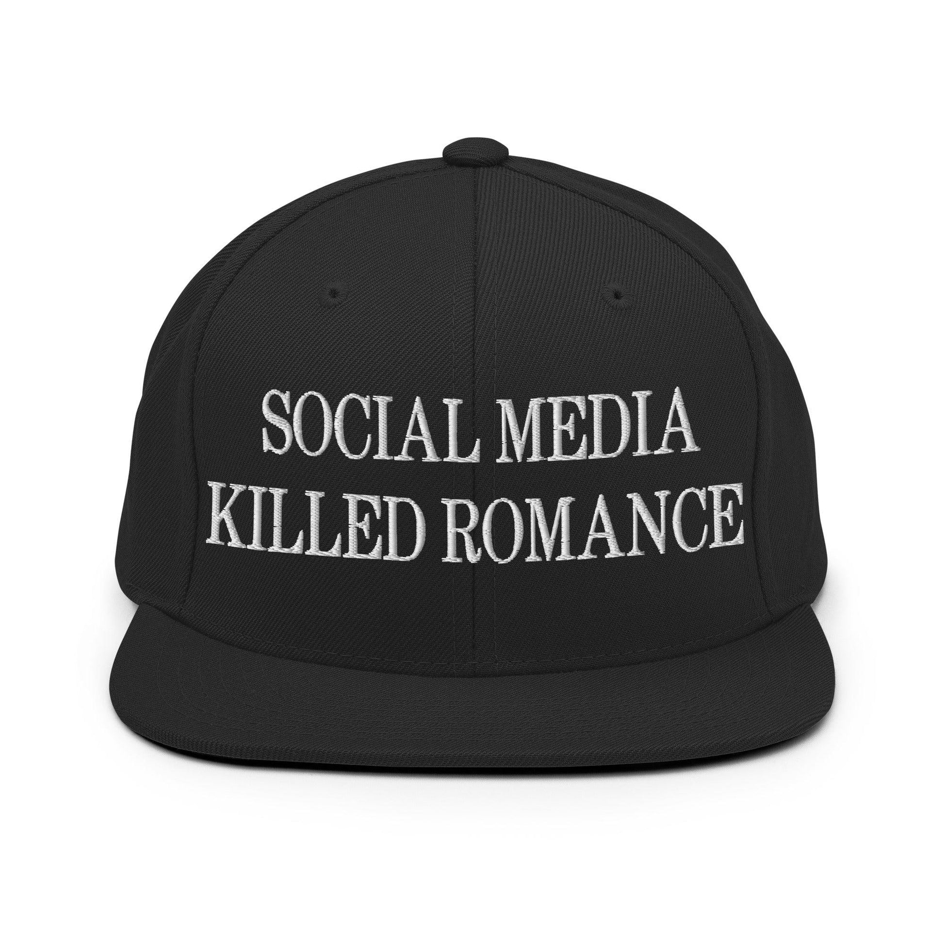 Social Media Killed Romance Flat Bill Brim Snapback Hat - Black